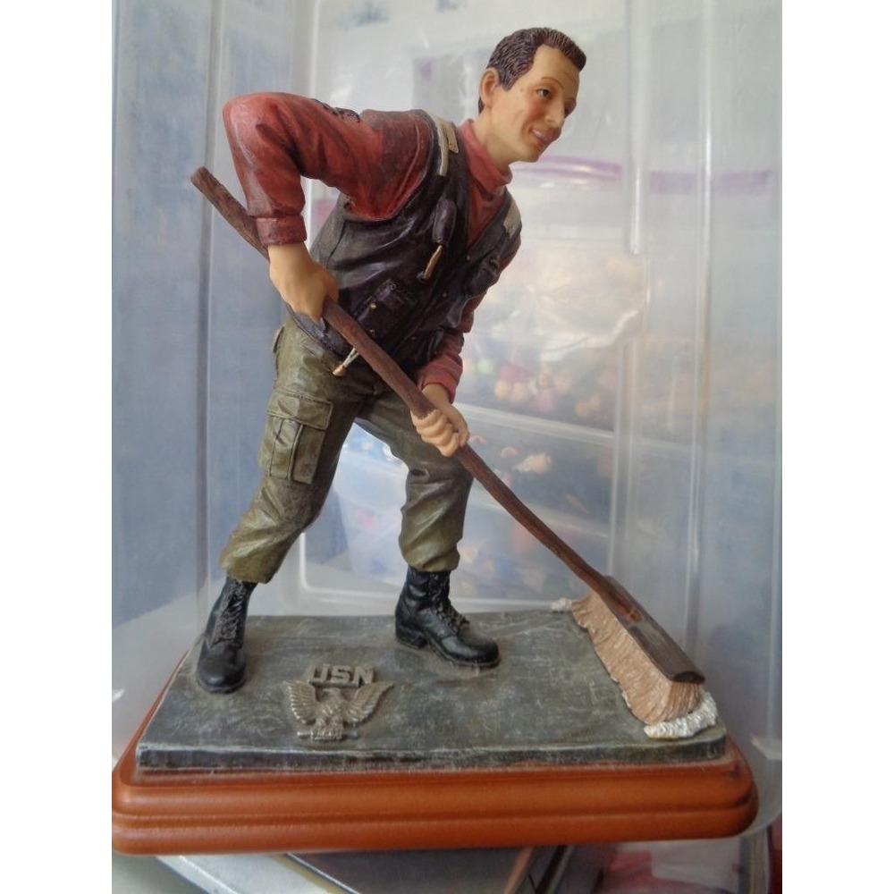 Vanguard American Heroes USN Navy Swabbin' the Deck Figurine